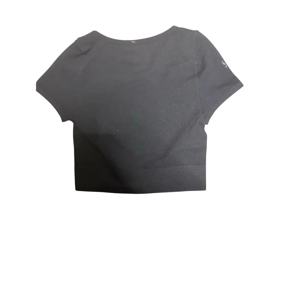 Women's Short Sleeve Square Neck Fitted Seamless T-shirt -XS - Picture 3 of 3